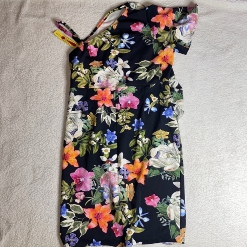 Capsule off one shoulder Floral and black dresss size 18